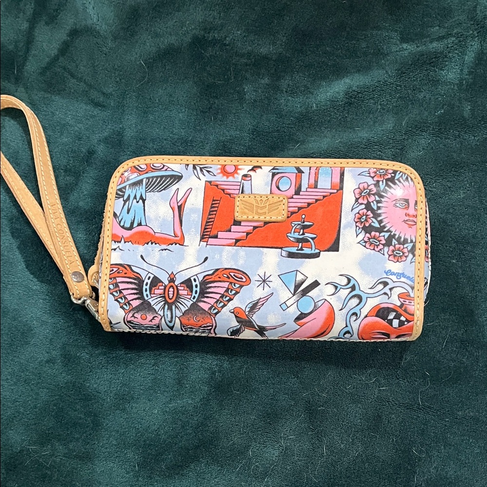 Consuela Multicolor Surreal Butterfly Tote with Matching Wallet - Picture 2 of 11